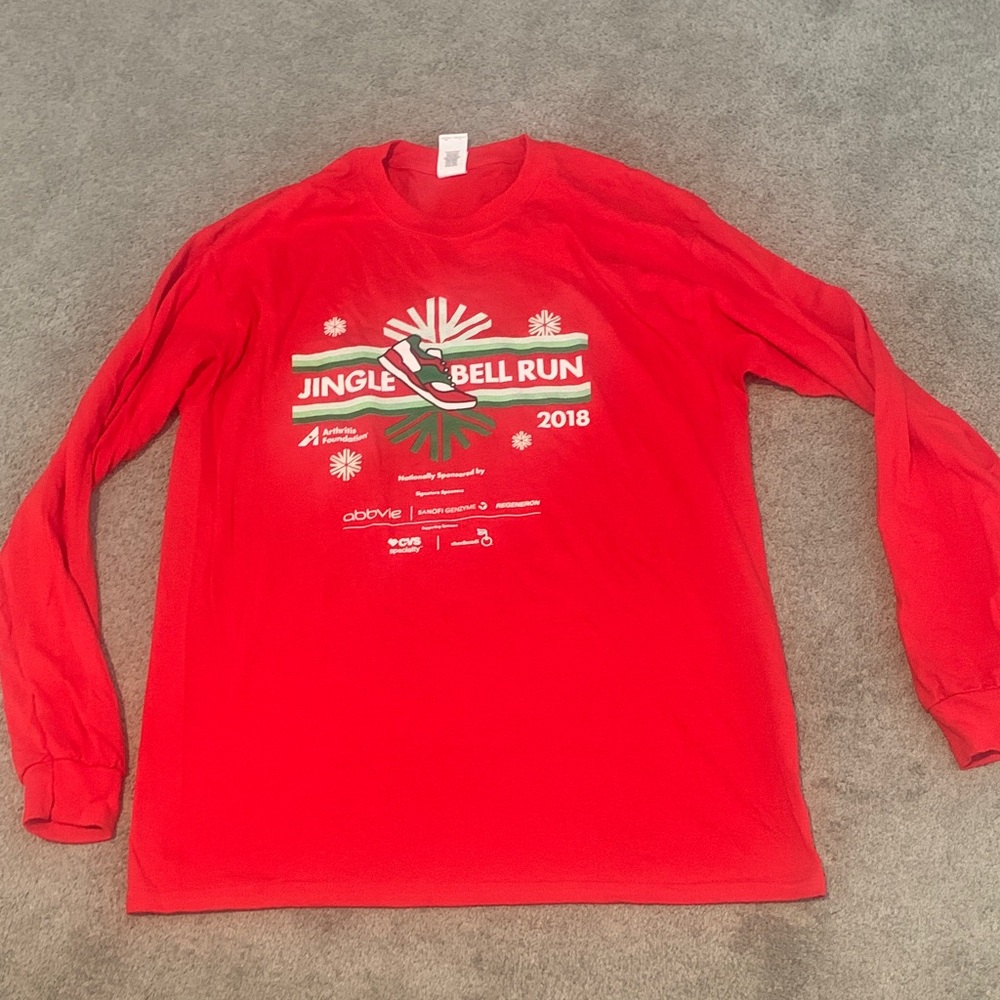 NEW 2018 Red Jingle Bell Run Long Sleeve Shirt size Large